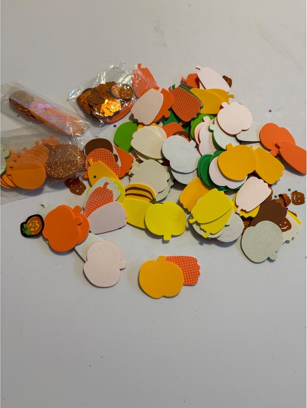 Foam pumpkin stickers and other arts and crafts